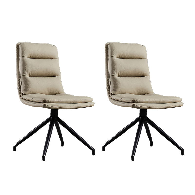 Modern Leather Home Side Chair Matte Finish Solid Back Dining Chair (Set of 2)