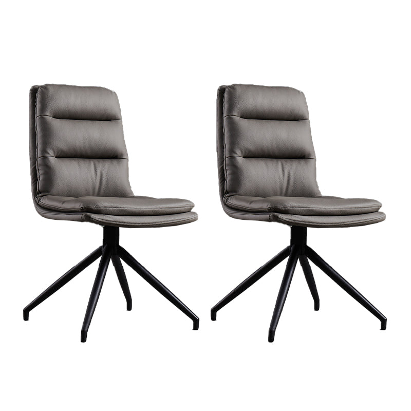 Modern Leather Home Side Chair Matte Finish Solid Back Dining Chair (Set of 2)