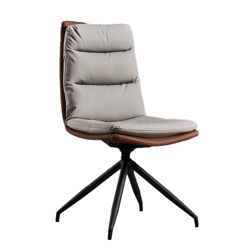 Silla auxiliar moderna de cuero para el hogar, silla de comedor con respaldo sólido y acabado mate (juego de 2)