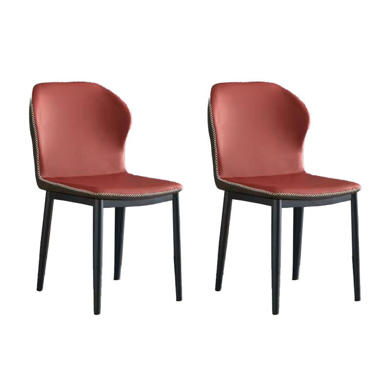 Silla auxiliar de cuero moderna para el hogar, silla de comedor con respaldo de orejas y acabado mate (juego de 2)