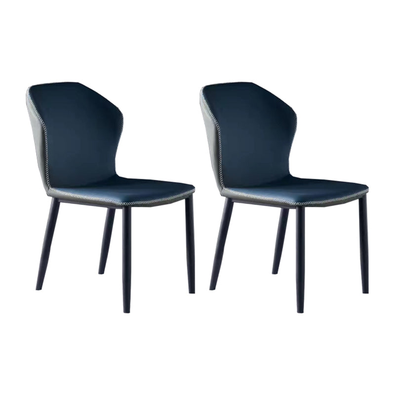 Silla auxiliar de cuero moderna para el hogar, silla de comedor con respaldo de orejas y acabado mate (juego de 2)