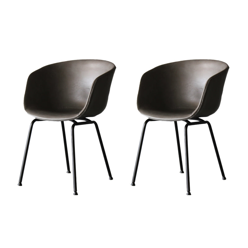 Industrial Meeting Room Arm Chair Matte Finish Solid Back Dining Chair (Set of 2)