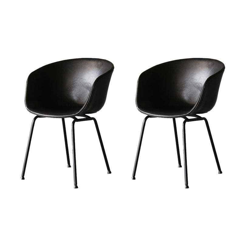 Industrial Meeting Room Arm Chair Matte Finish Solid Back Dining Chair (Set of 2)