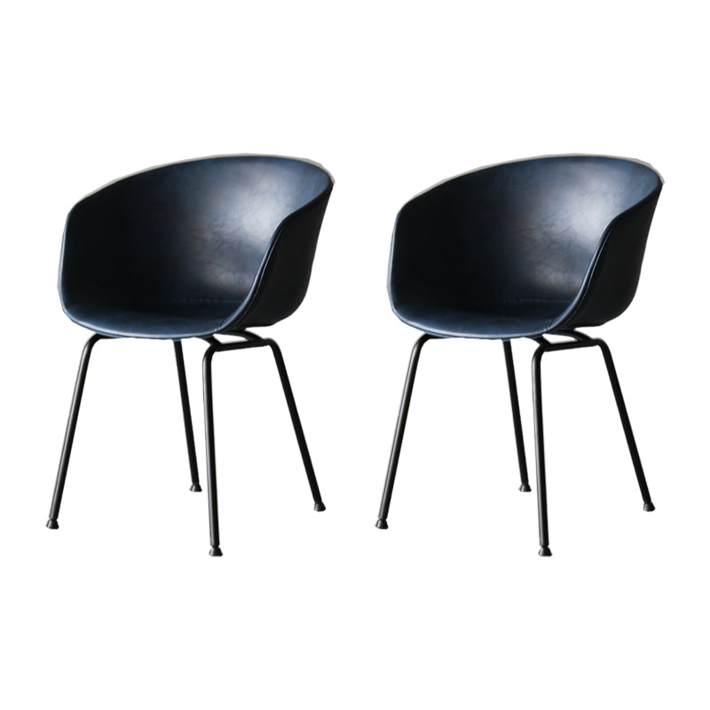 Industrial Meeting Room Arm Chair Matte Finish Solid Back Dining Chair (Set of 2)