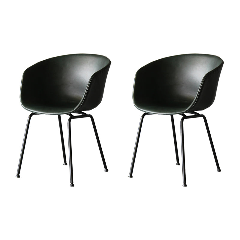 Industrial Meeting Room Arm Chair Matte Finish Solid Back Dining Chair (Set of 2)
