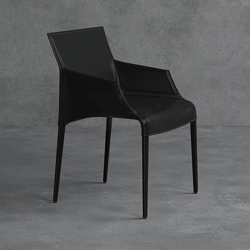 Modern Indoor-Outdoor Metal Chair Dining Room Solid Back Chair with Arm