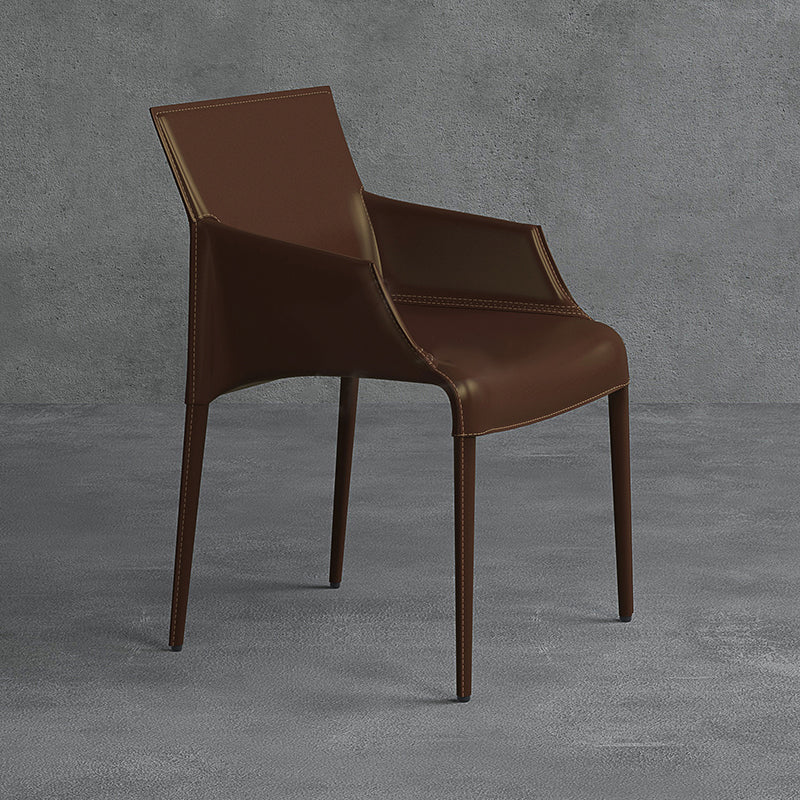 Modern Indoor-Outdoor Metal Chair Dining Room Solid Back Chair with Arm