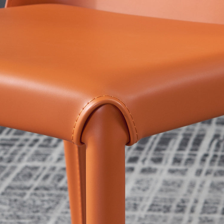 Silla sin brazos de comedor de cuero moderno, sillas de comedor de metal para uso doméstico