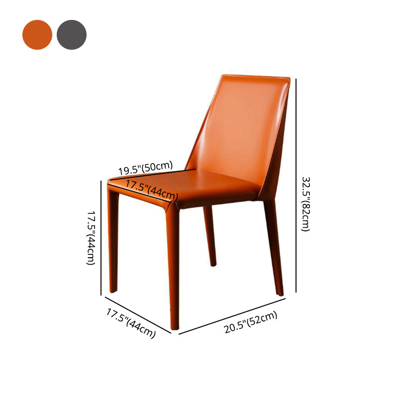Silla sin brazos de comedor de cuero moderno, sillas de comedor de metal para uso doméstico
