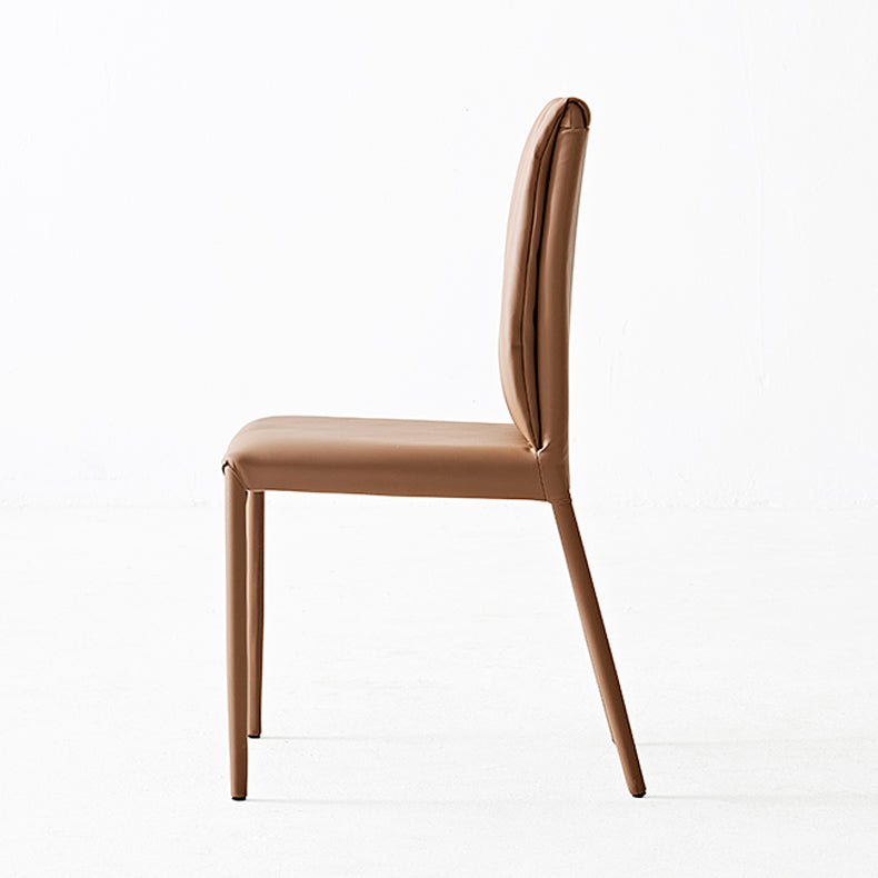 Sillas auxiliares de comedor de cuero estilo moderno Sillas sin brazos con respaldo macizo (juego de 2)