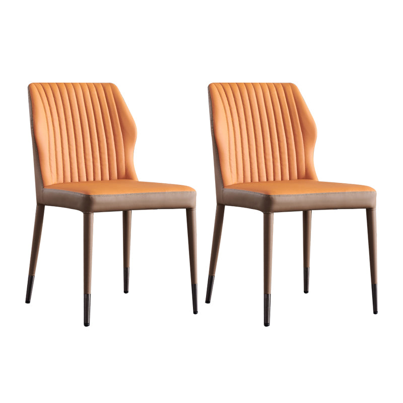 Moderne stijl armloze zijstoelen stevige lederen eetkamerstoelen voor de keuken (set van 2)