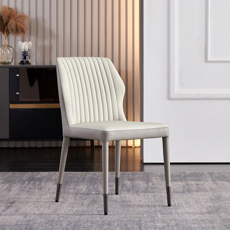 Moderne stijl armloze zijstoelen stevige lederen eetkamerstoelen voor de keuken (set van 2)