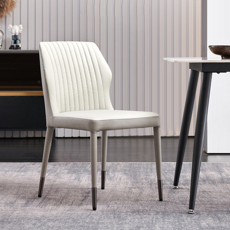 Moderne stijl armloze zijstoelen stevige lederen eetkamerstoelen voor de keuken (set van 2)