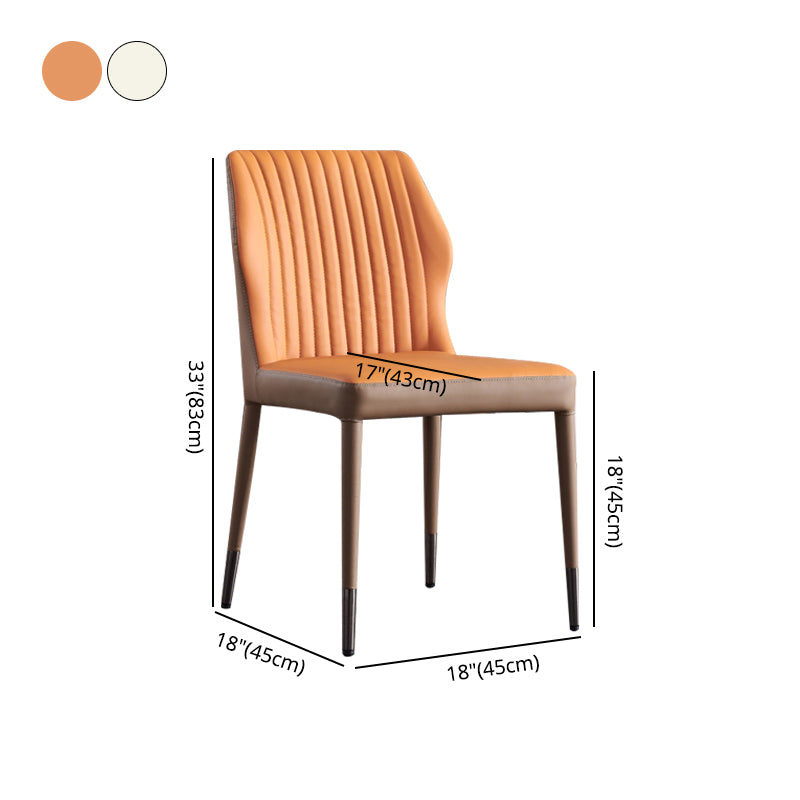Moderne stijl armloze zijstoelen stevige lederen eetkamerstoelen voor de keuken (set van 2)