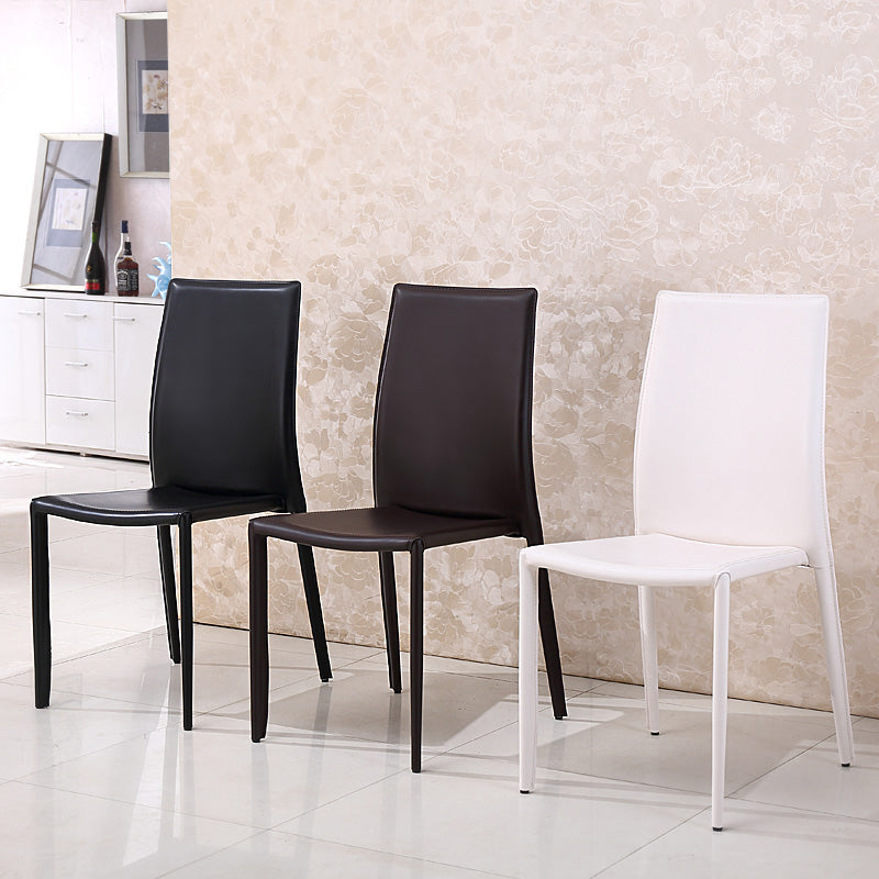 Sillas de comedor apilables de estilo minimalista, sillas de cuero con respaldo sólido para el hogar (juego de 2)