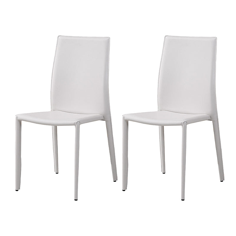 Minimalist Style Stacking Dining Chairs Solid Back Leather Chairs for Home (Set of 2)