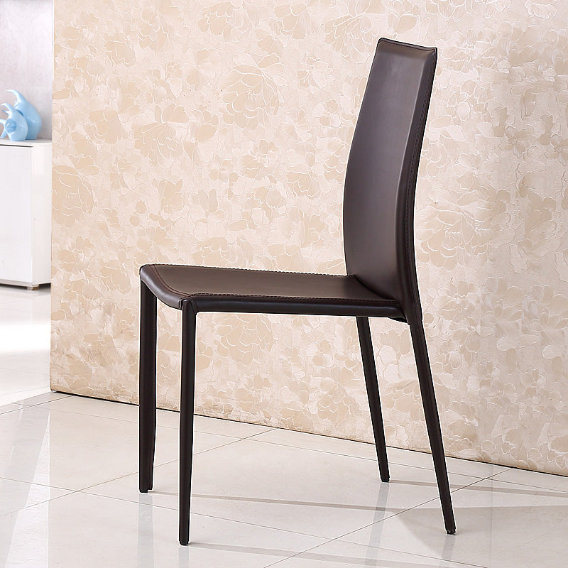 Sillas de comedor apilables de estilo minimalista, sillas de cuero con respaldo sólido para el hogar (juego de 2)