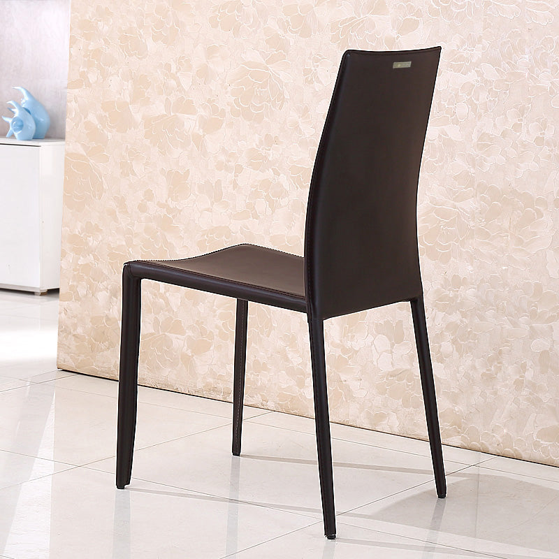 Sillas de comedor apilables de estilo minimalista, sillas de cuero con respaldo sólido para el hogar (juego de 2)