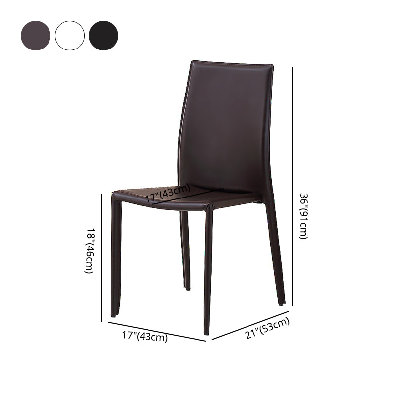 Sillas de comedor apilables de estilo minimalista, sillas de cuero con respaldo sólido para el hogar (juego de 2)
