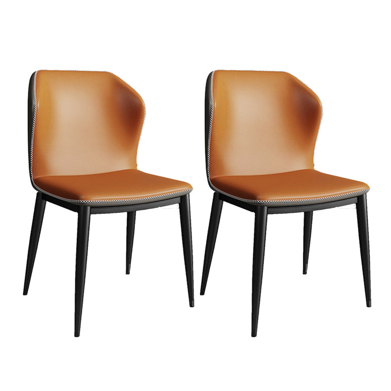 Industrial Metal Dining Chairs Armless Wingback Side Chair for Restaurant Use (Set of 2)