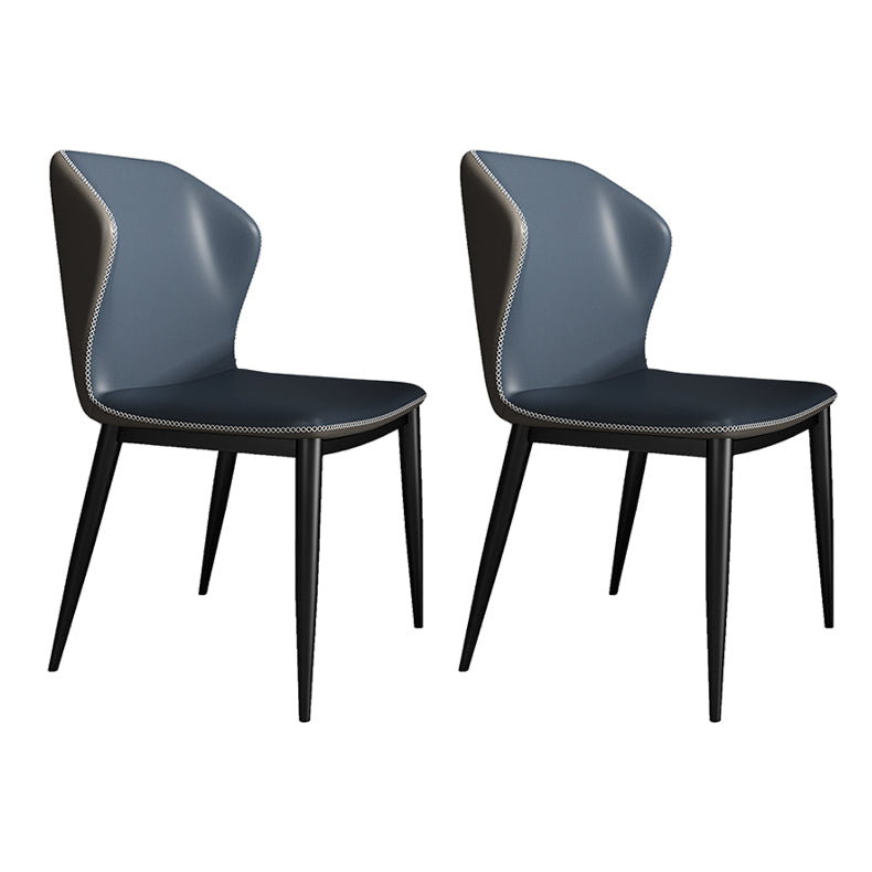 Industrial Metal Dining Chairs Armless Wingback Side Chair for Restaurant Use (Set of 2)