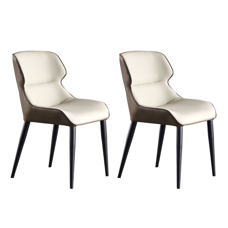 Indoor Contemporary Arm Chair Wingback Metal Upholstered Dining Room Chair (Set of 2)