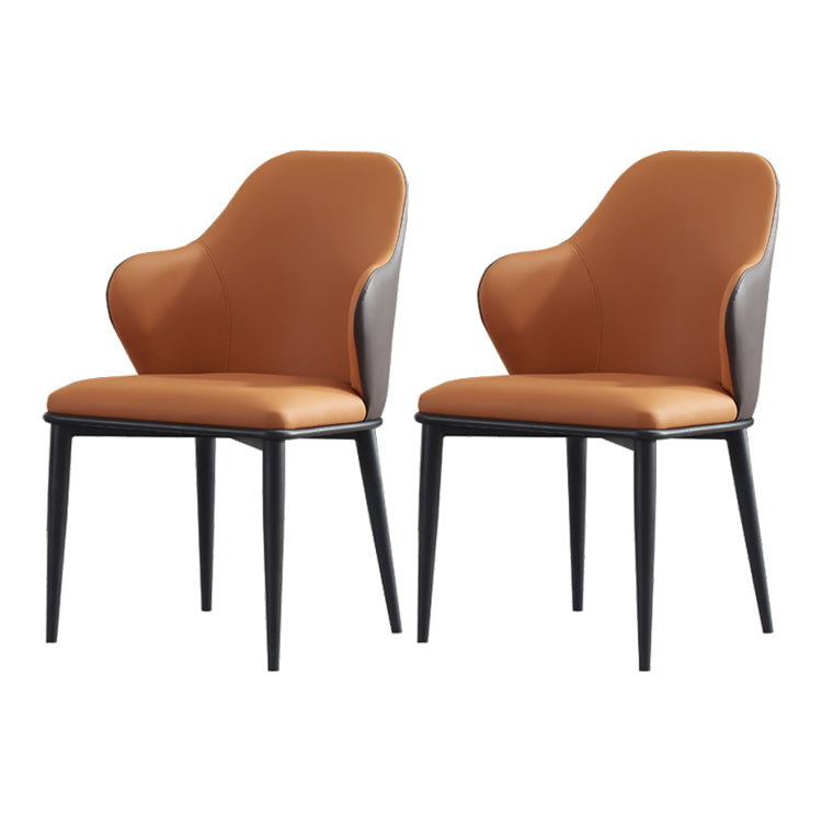Industrial Metal Dining Room Chairs Arm Leather Dining Chairs (Set of 2)