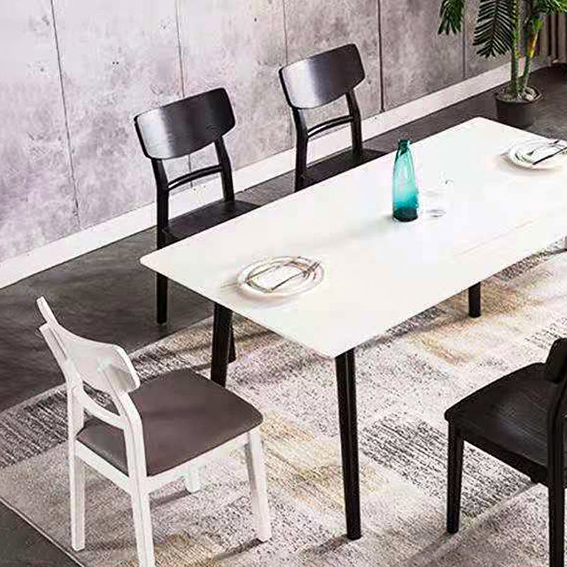 Silla lateral de madera para restaurante industrial, silla de comedor con respaldo de escalera (juego de 4)