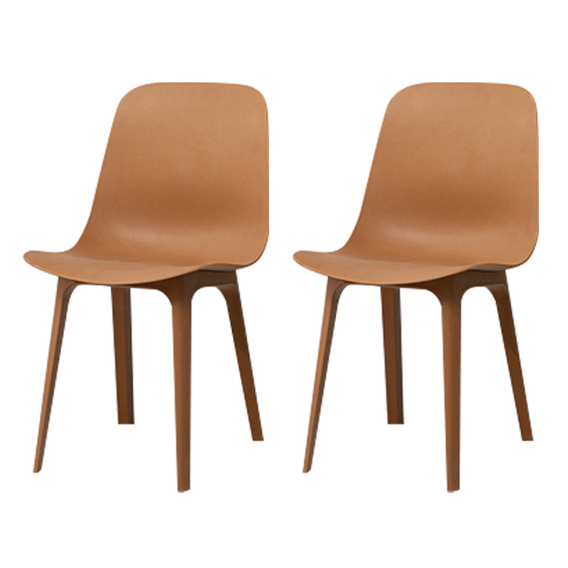 Contemporary Style Plastic Dining Armless Chair Solid Back Chair for Kitchen