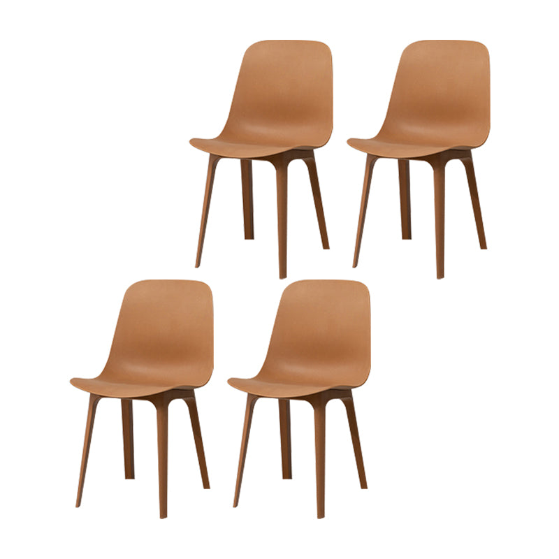 Silla sin brazos de comedor de plástico de estilo contemporáneo, silla con respaldo sólido para cocina