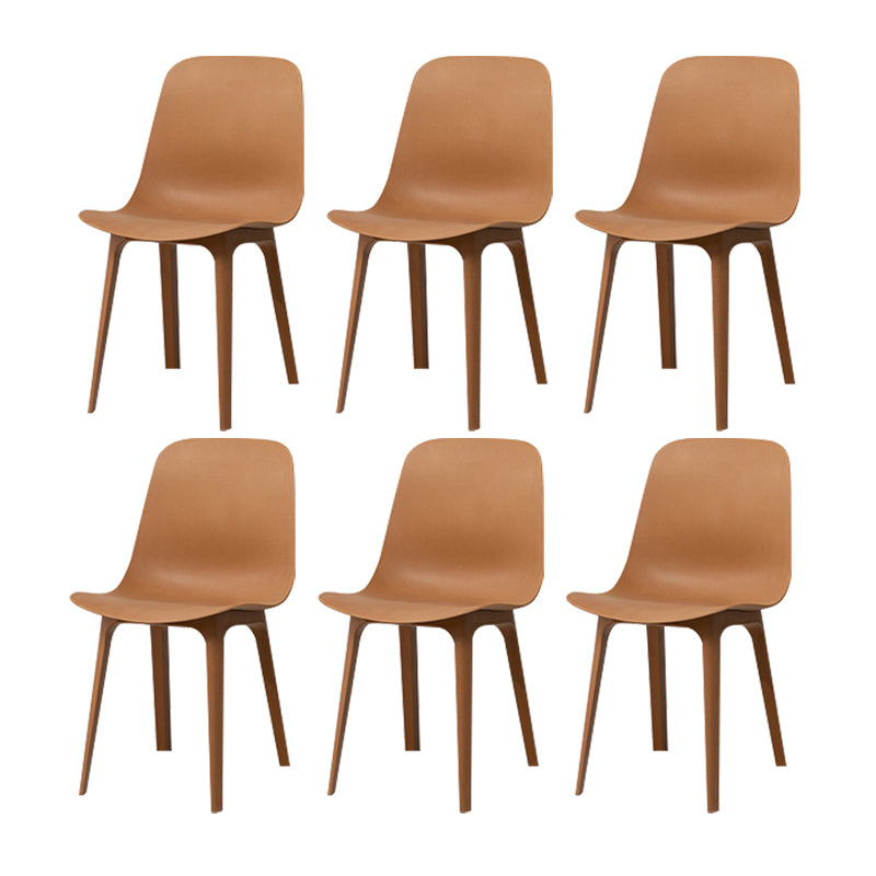 Silla sin brazos de comedor de plástico de estilo contemporáneo, silla con respaldo sólido para cocina