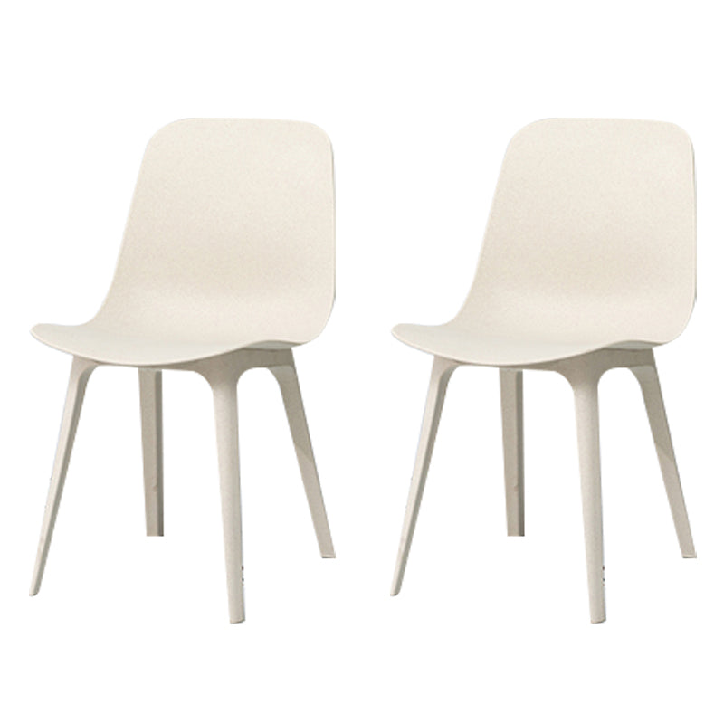 Contemporary Style Plastic Dining Armless Chair Solid Back Chair for Kitchen