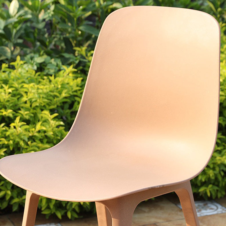 Silla sin brazos de comedor de plástico de estilo contemporáneo, silla con respaldo sólido para cocina