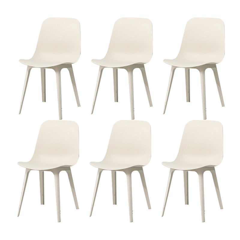 Silla sin brazos de comedor de plástico de estilo contemporáneo, silla con respaldo sólido para cocina