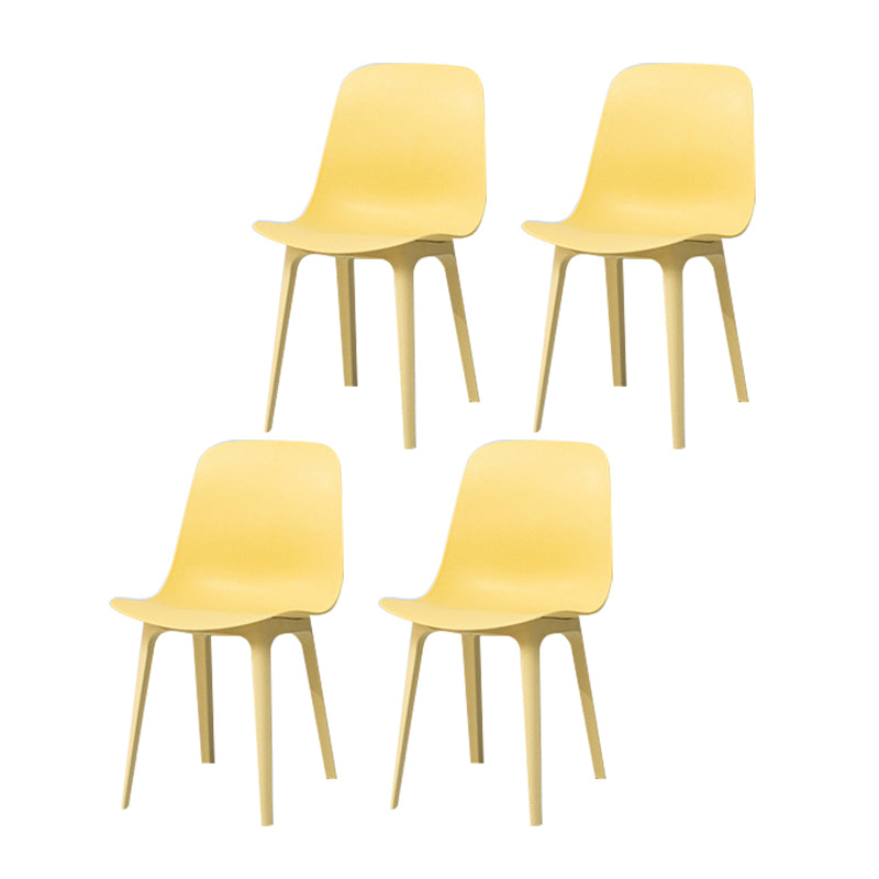 Silla sin brazos de comedor de plástico de estilo contemporáneo, silla con respaldo sólido para cocina