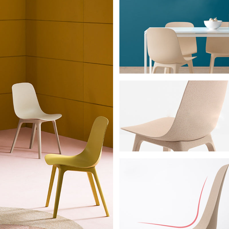 Silla sin brazos de comedor de plástico de estilo contemporáneo, silla con respaldo sólido para cocina