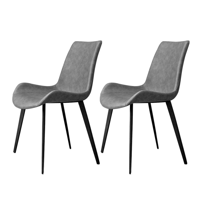 Contemporary Indoor Arm Chair Solid Back Metal Upholstered Dining Room Chair (Set of 2)