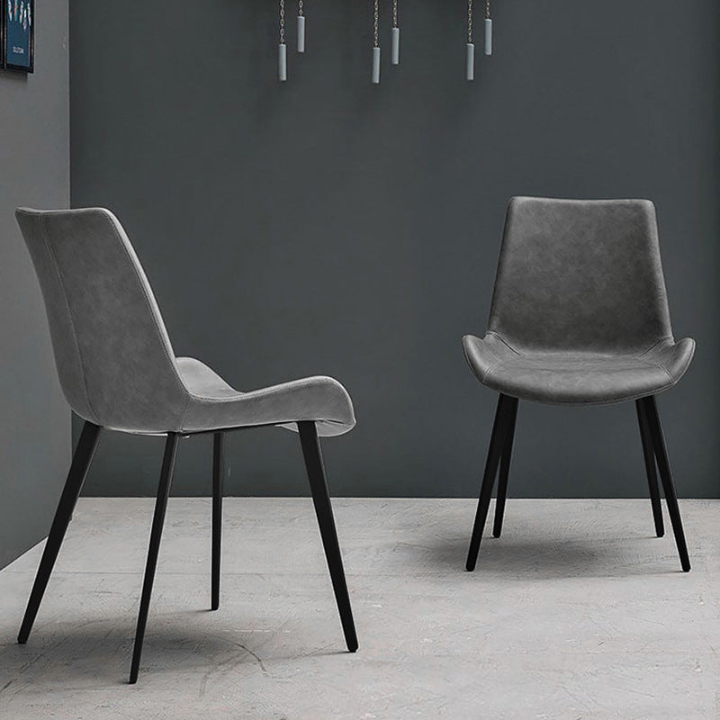 Silla de comedor tapizada de metal con respaldo sólido para interiores contemporánea (juego de 2)
