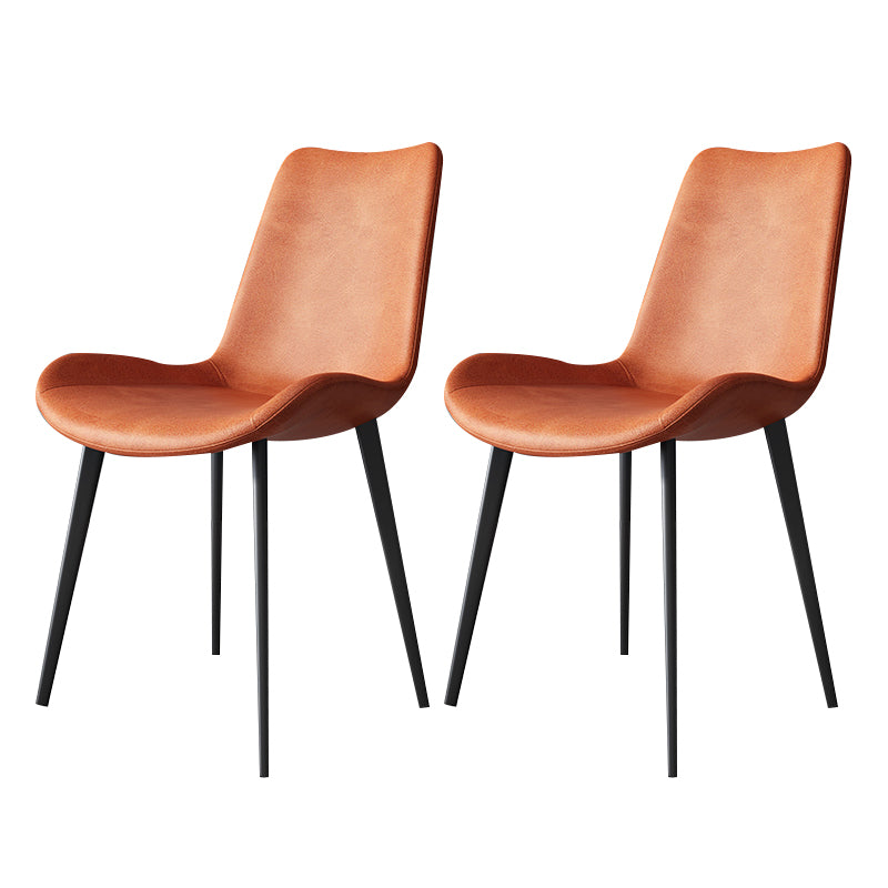 Contemporary Indoor Arm Chair Solid Back Metal Upholstered Dining Room Chair (Set of 2)
