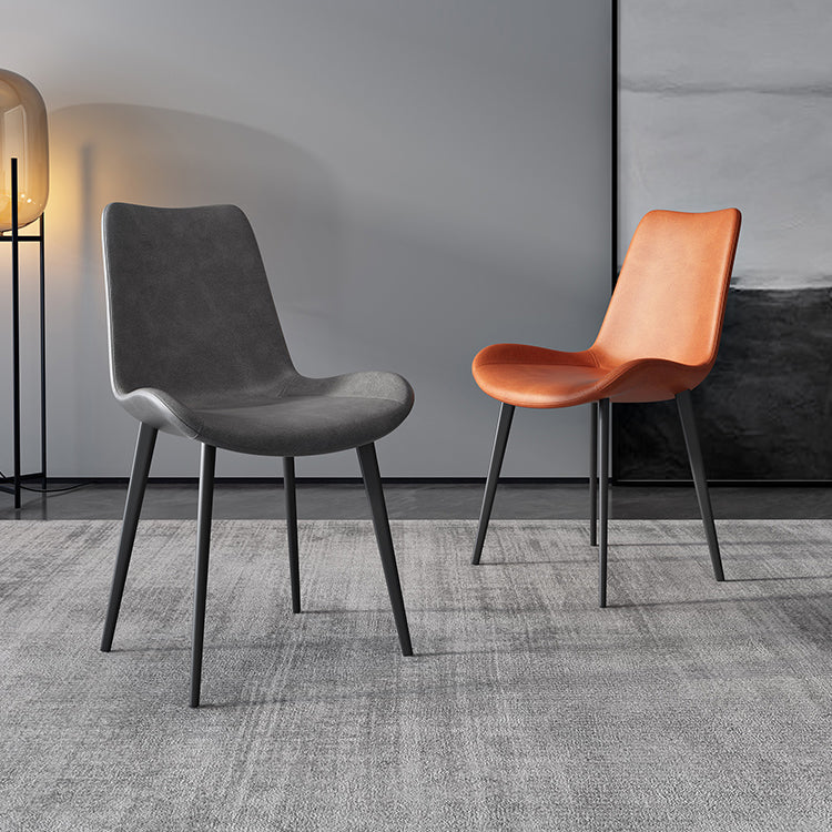 Silla de comedor tapizada de metal con respaldo sólido para interiores contemporánea (juego de 2)