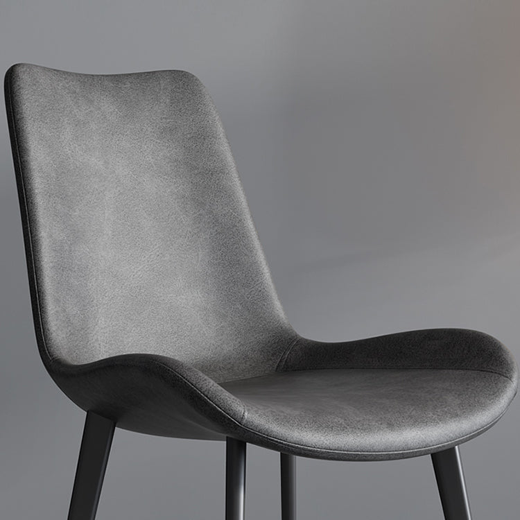 Silla de comedor tapizada de metal con respaldo sólido para interiores contemporánea (juego de 2)