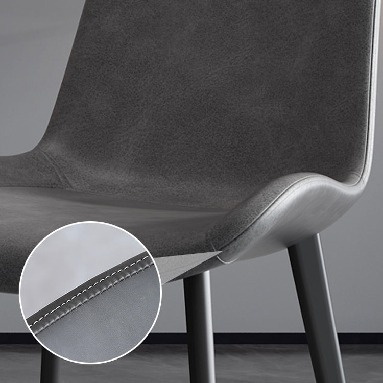 Silla de comedor tapizada de metal con respaldo sólido para interiores contemporánea (juego de 2)