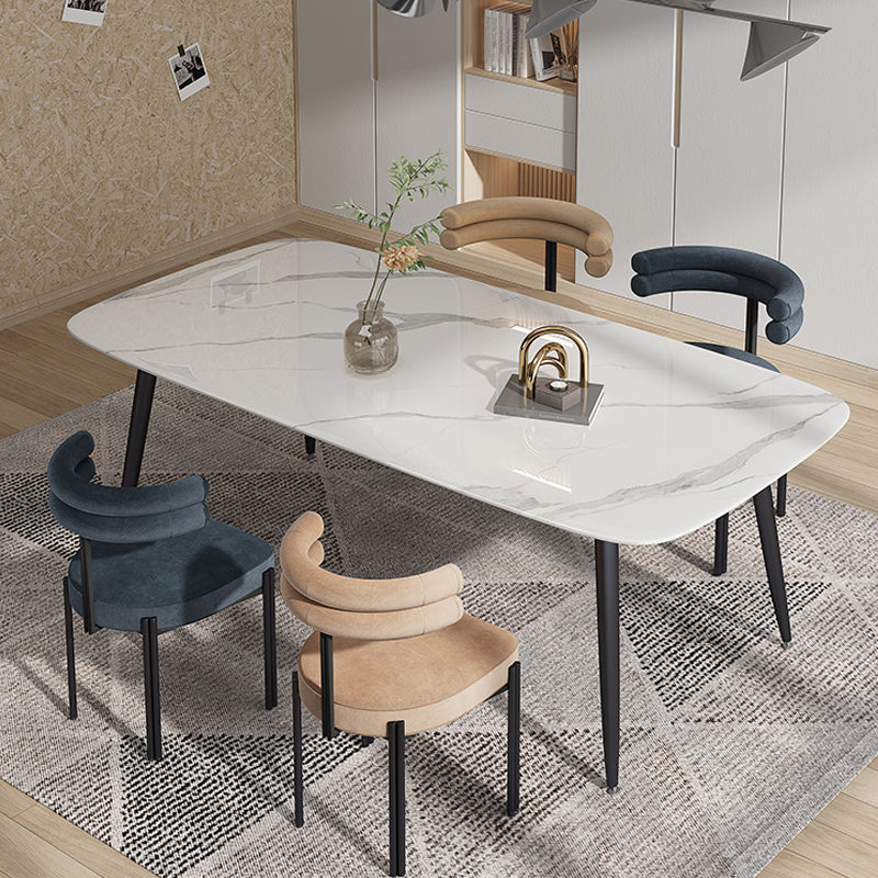 Silla lateral casera de estilo moderno, silla de comedor tapizada de metal con respaldo abierto