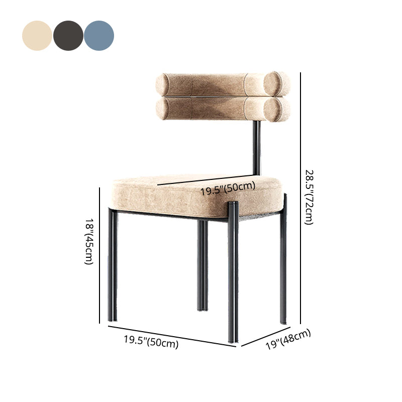 Silla lateral casera de estilo moderno, silla de comedor tapizada de metal con respaldo abierto