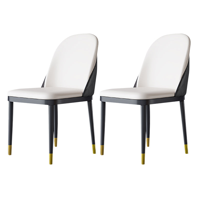 Glam Metal Dining Armless Chair Faux Leather Dining Chairs for Restaurant Use (Set of 2)