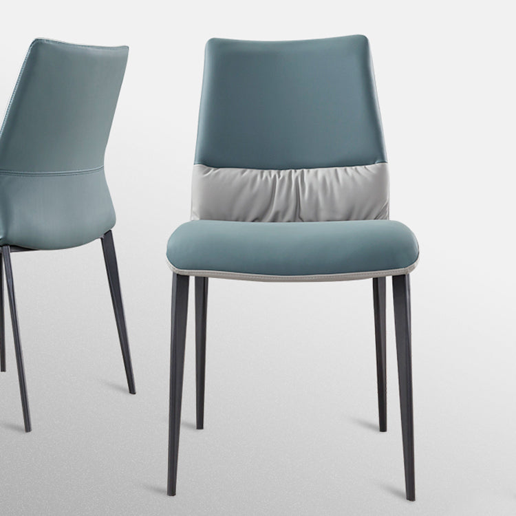 Chaises de salle à manger industrielles en métal, chaise sans accoudoirs en similicuir pour usage domestique (Ensemble de 2)