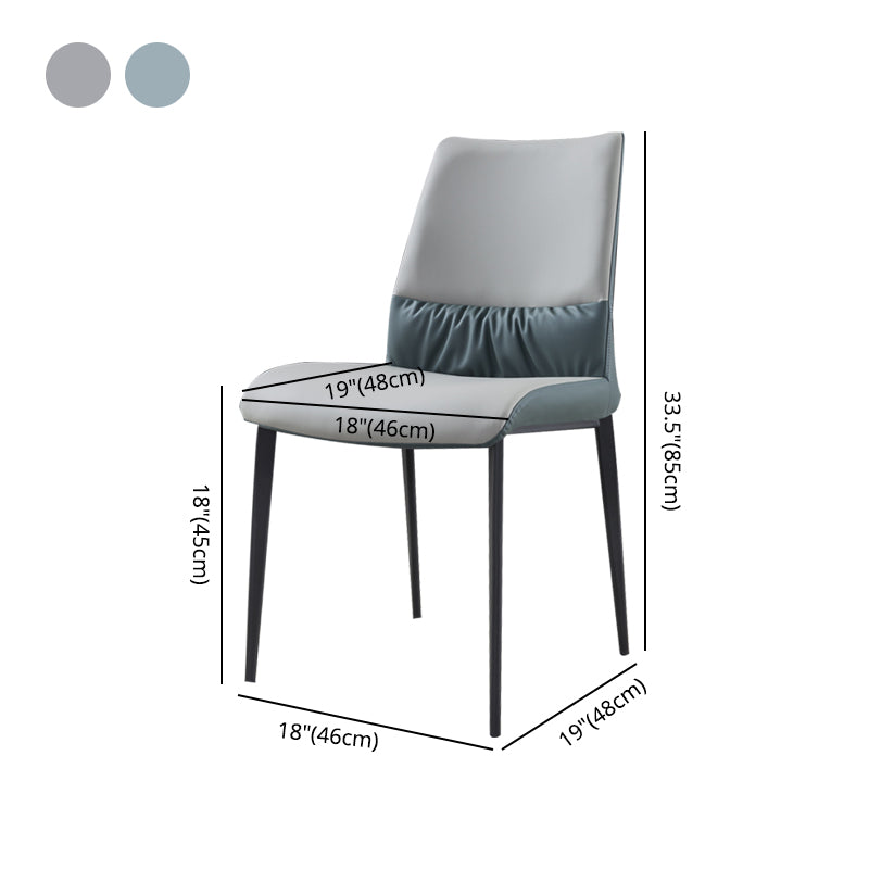Chaises de salle à manger industrielles en métal, chaise sans accoudoirs en similicuir pour usage domestique (Ensemble de 2)