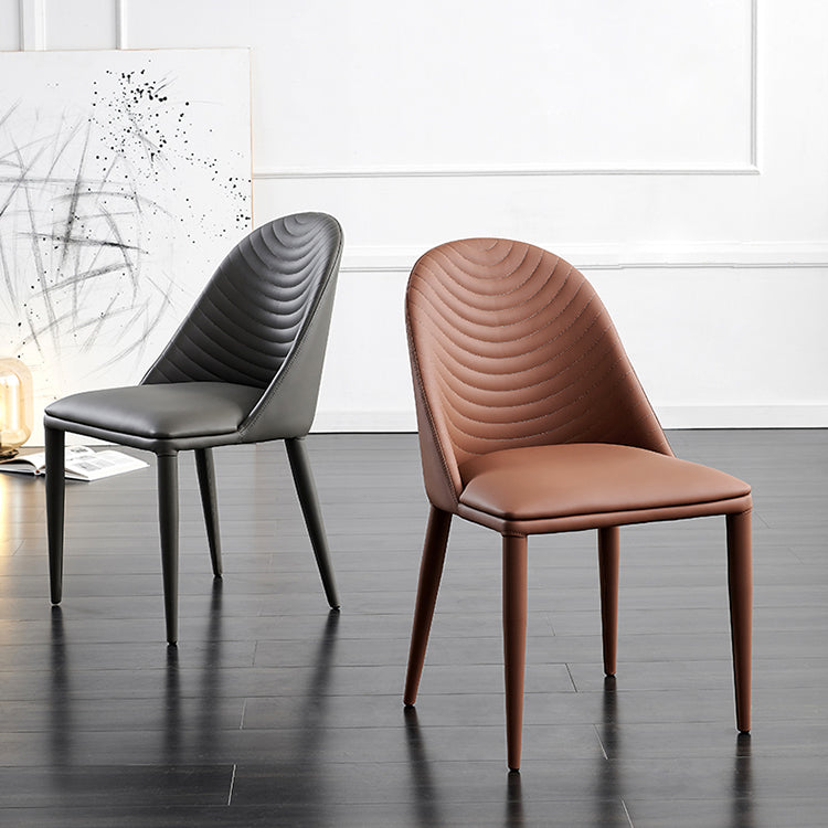 Silla de comedor moderna de piel sintética, silla sin brazos de metal para uso doméstico, para restaurante