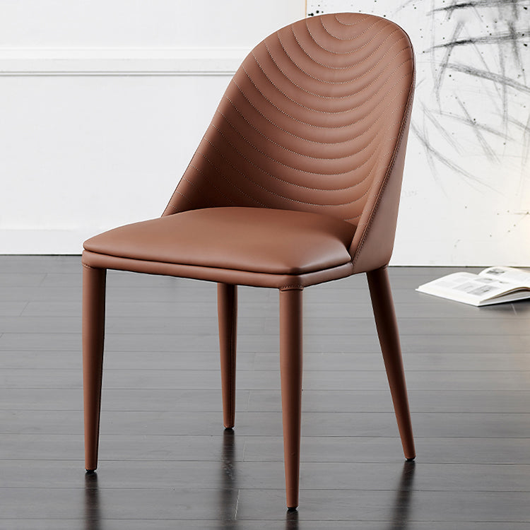 Silla de comedor moderna de piel sintética, silla sin brazos de metal para uso doméstico, para restaurante