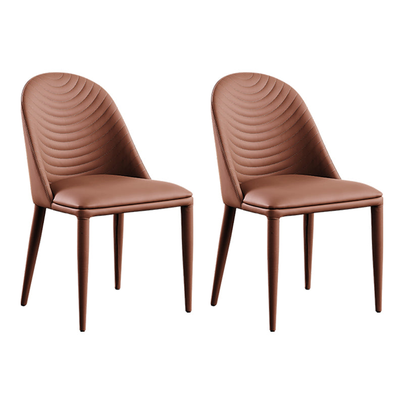 Silla de comedor moderna de piel sintética, silla sin brazos de metal para uso doméstico, para restaurante